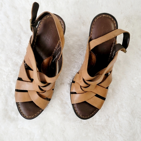 Born Strapy Leather Wedges Sandals - Picture 2 of 7